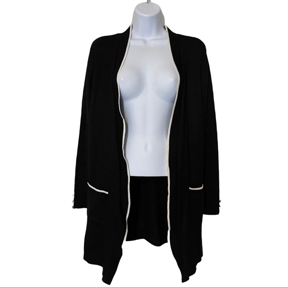 Linda Matthews Long Cardigan With Patch Pocktets For Women